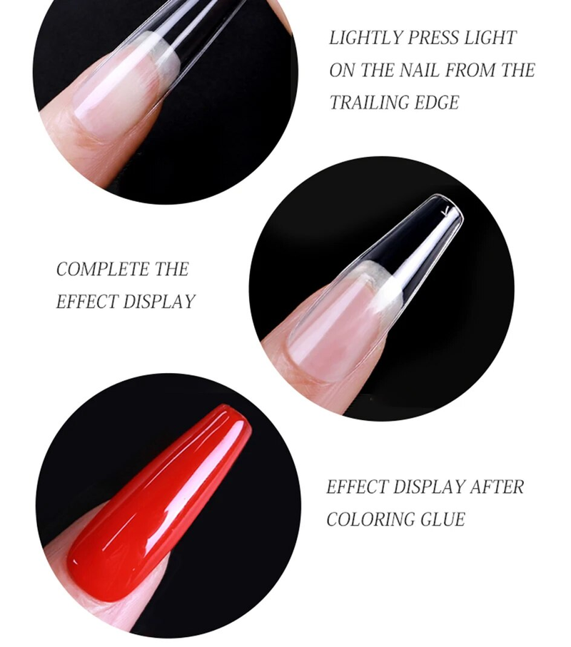 Arte Clavo Clear Medium Long Almond Nail Tips Kit Μαλακό Gel Συμβουλές Πλήρους κάλυψης Soak Off Nail Extension Gel Tips False Press on Nails_voghion.com