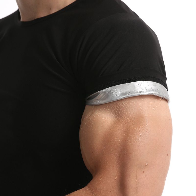 Guaina sportiva da uomo, a compressione, a maniche corte, attillata, per sudorazione rapida_voghion.com