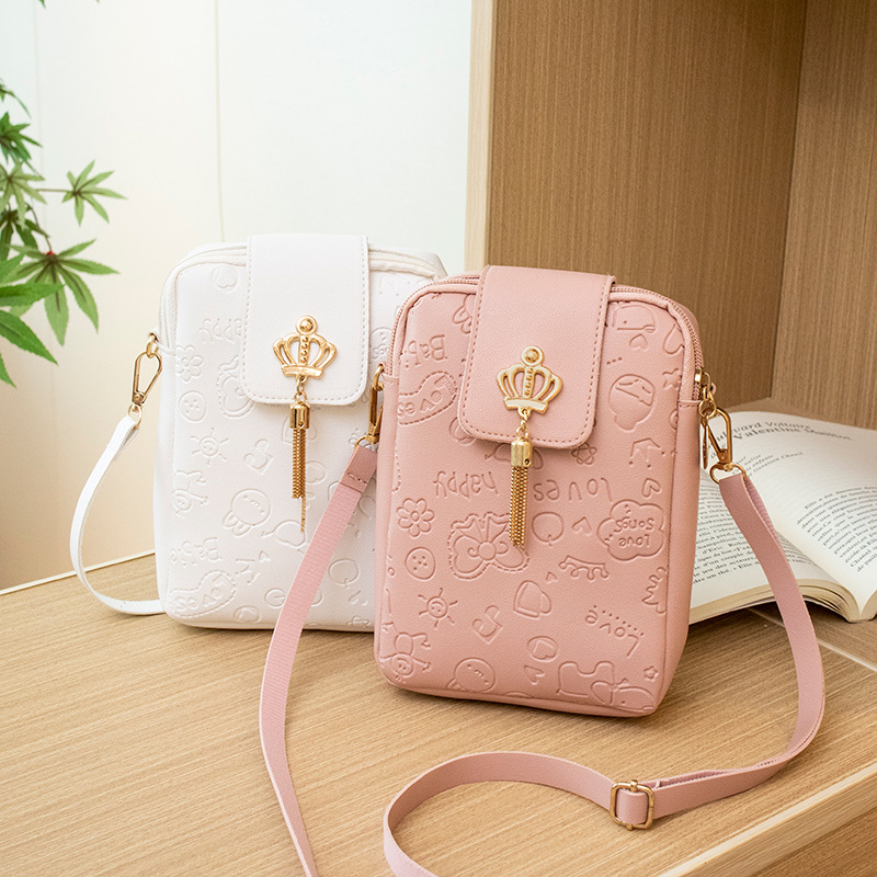 Borsa a tracolla in rilievo versatile alla moda per donna, modello 2023, con stampa del telefono_voghion.com