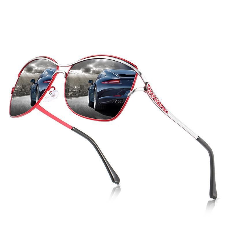 Lunettes de soleil polarisées à monture large pour femmes, classiques et tendance, lunettes de conduite 0215_voghion.com