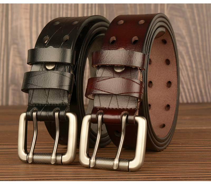 Fabrik spezielle großhandel neue doppel pin schnalle herren gürtel rindsleder persönlichkeit gürtel männer casual jeans gürtel_voghion.com