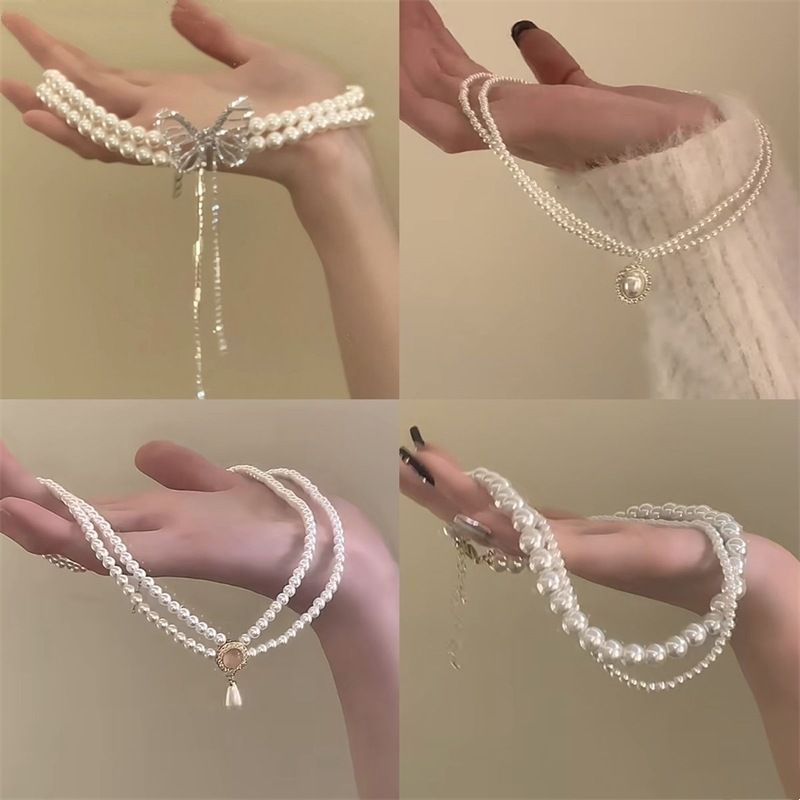 French Double-layer Pearl Necklace For Women, Light Luxury, Niche, High-end, Fashionable Accessories, Choker Neck,_voghion.com