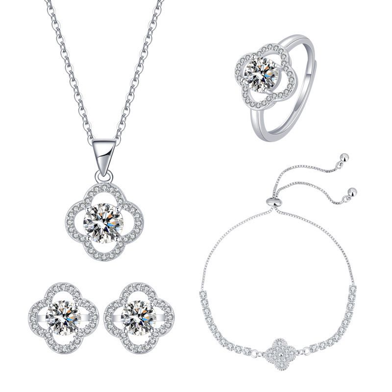 Mosang Stein Halskette frauen Kragen Kette Koreanische Version Mode und Beliebte Micro Set Zirkon Klee Anhänger mit_voghion.com