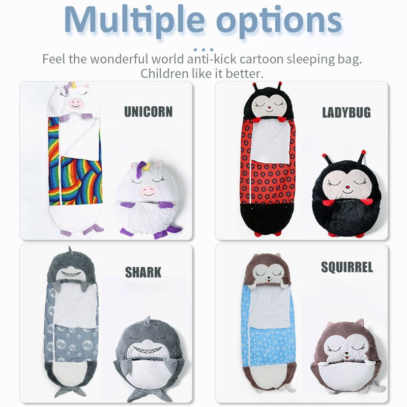 Saco de dormir de dibujos animados para niños, regalo de cumpleaños, saco de dormir para niños, almohada de peluche, sacos de dormir suaves y cálidos para bebés y niñas_voghion.com