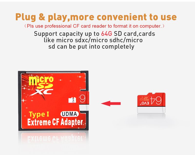 1 pz TF a tipo I Supporto Micro SDXC/SDHC/SD Lettore di schede di memoria UDMA Extreme CF Adattatore convertitore per fotocamera_voghion.com