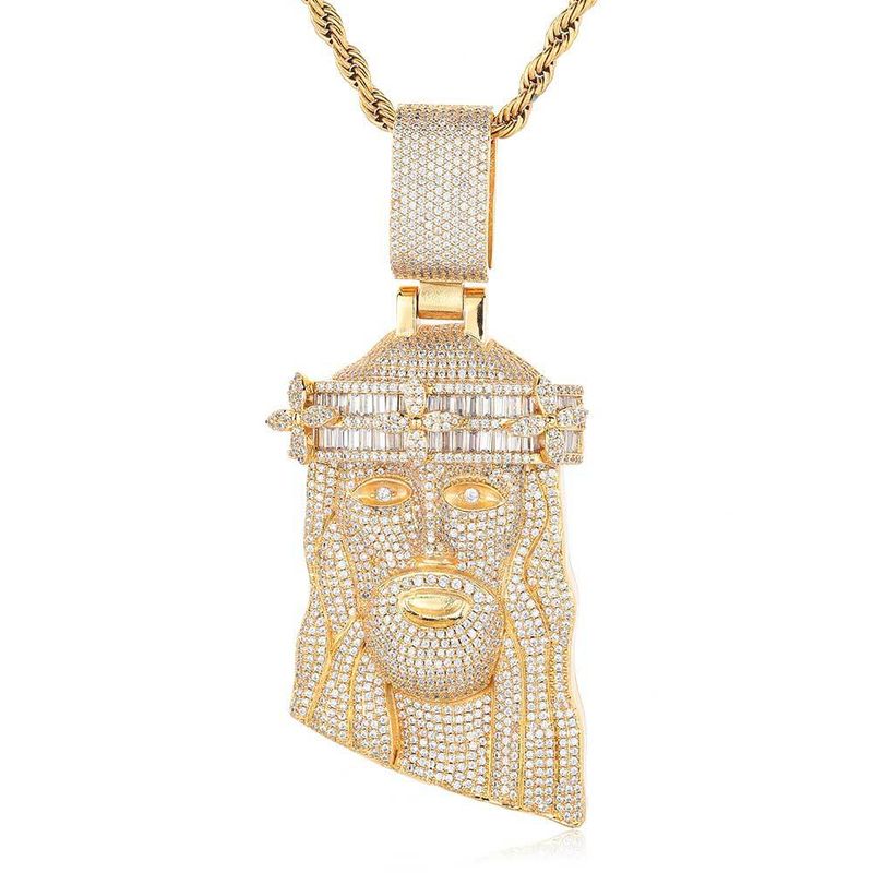 Collana con ciondolo a forma di statua in zircone quadrato con diamanti, gioielli hip hop da uomo, di alta qualità, con ciondolo da uomo._voghion.com