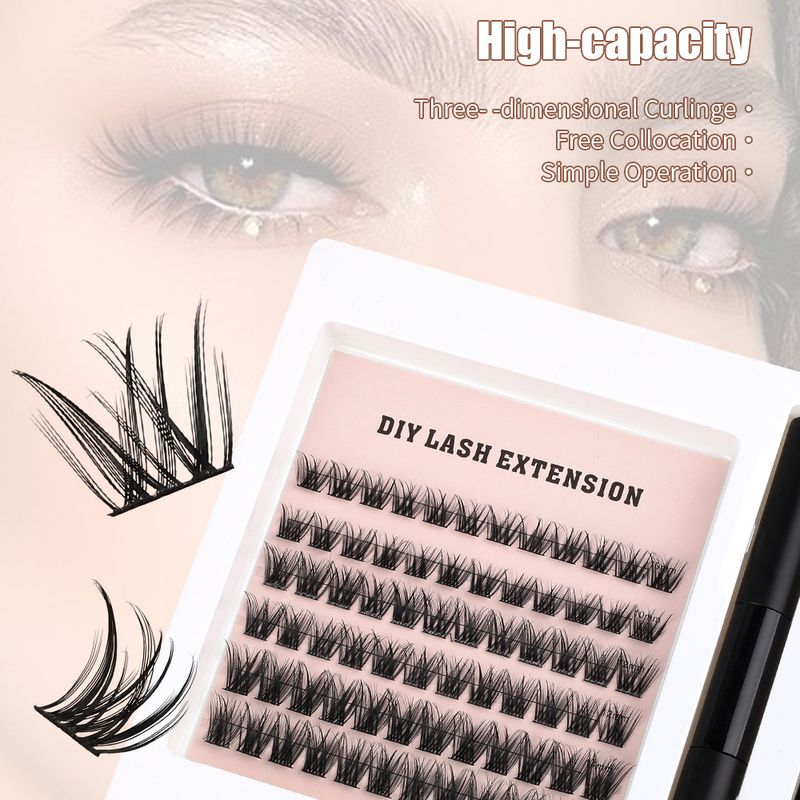 DIY Selbstverlängerung Falsche Wimpern Einzelbüschel Dichte 120 Büschel D Curl Segmentiertes Wimpernset_voghion.com