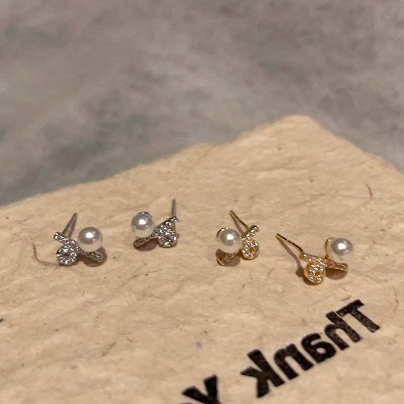 Squisiti orecchini di perle con simbolo percentuale per donna, design di nicchia con ago in argento, orecchini di personalità leggeri, di lusso ed eleganti_voghion.com