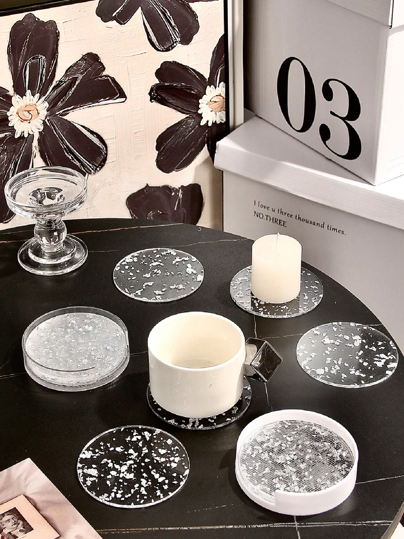 6 Untersetzer mit Goldfolien-Detail und eine Aufbewahrungsbox_voghion.com