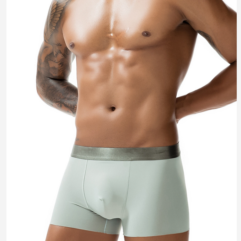 Herrenunterwäsche einfarbig nahtlose Boxershorts mittlere Taille Eis Seide Unterwäsche Herren vier Ecken atmungsaktive Unterhose Herrenhosen Großhandel_voghion.com