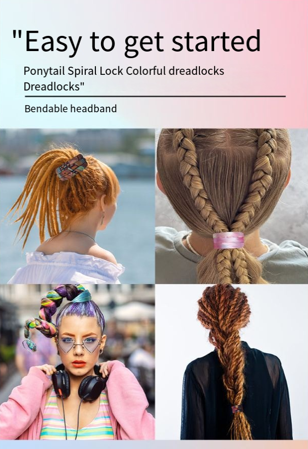 Savitljiva traka za glavu u etničkom stilu, set žičanih užadi za kosu s visokim repom, spiralnim pramenom, šarenim uvijačem za kosu s dreadlocksima_voghion.com