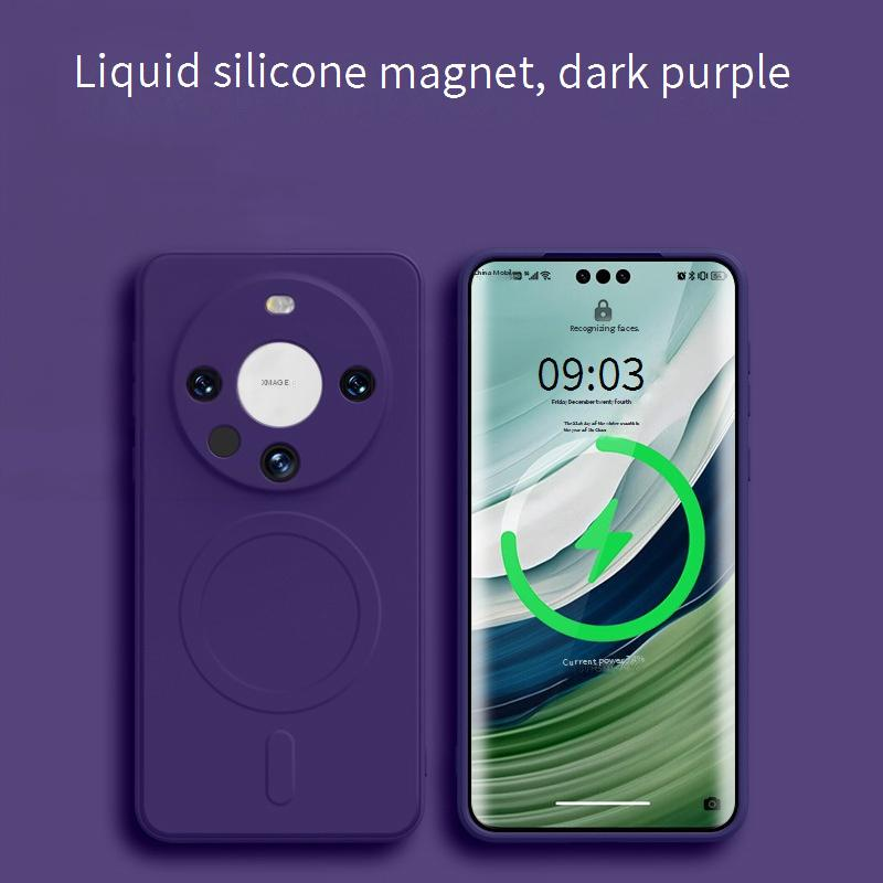 Custodia e cover per telefono in silicone liquido con ventosa magnetica, adatta per telefono cellulare, custodia protettiva anticaduta Mate50, tutto incluso_voghion.com