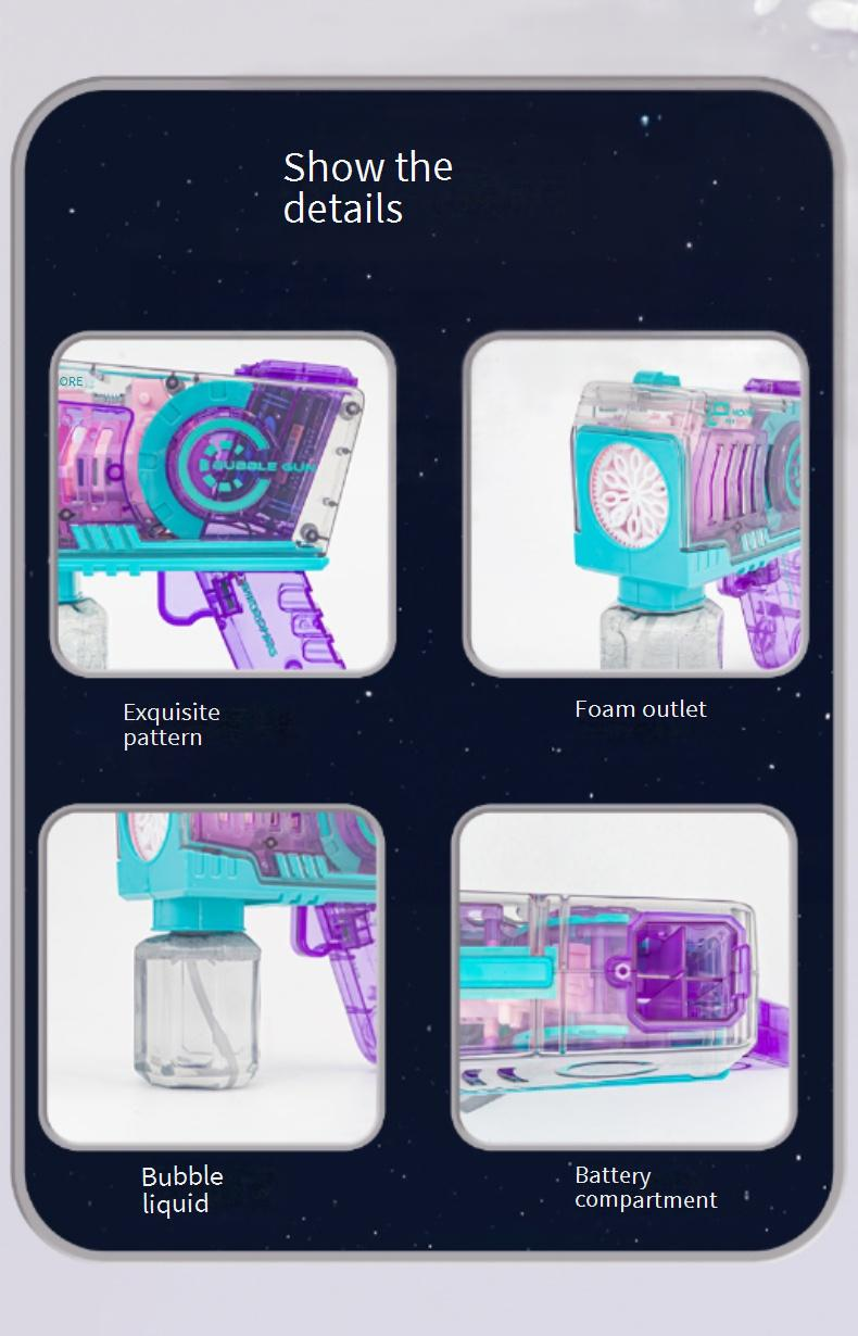 Kids Transparent Bubble Blaster - Automatic Handheld Bubble Gun 500+ BPM Outdoor Play & Party Toy With LED Lights_voghion.com