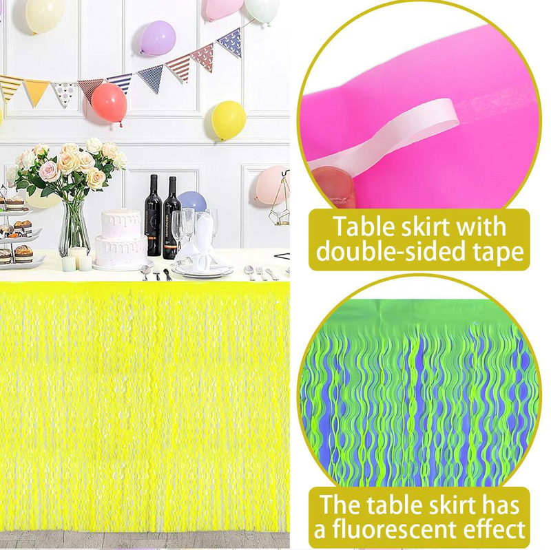 Scimitar Macaron Glow-in-the-Dark Rain Curtain Table Skirt – Fluorescent Tassel Party Decor For Birthday, Wedding, Themed Events_voghion.com