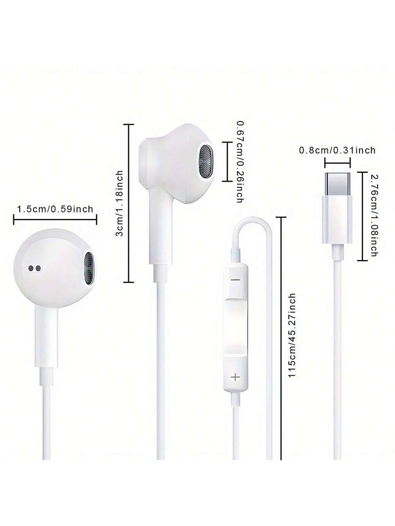 In-Ear-Kopfhörer mit Typ-C-Buchse, Handys, kabelgebundene Kopfhörer, Gaming-Ohrhörer, Geräuschunterdrückung bei Sprachanrufen, geeignet für iPhone 15/iPhone 16 Pro Max, Samsung_voghion.com