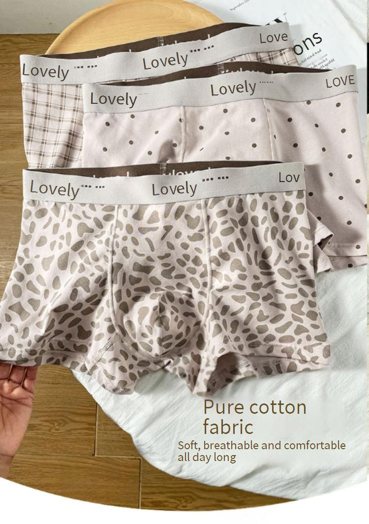 Sous-vêtements pour hommes, imprimé léopard, neufs, pur coton 7A, antibactériens, taille moyenne, boxers tendance pour garçons_voghion.com