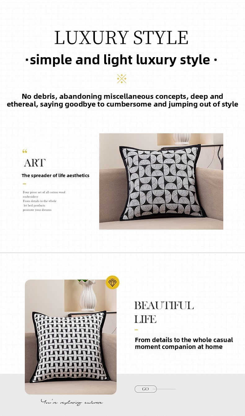 Housse de coussin de luxe en jacquard 45 x 45 cm – Housse de coussin géométrique moderne pour canapé, lit et chaise – Décoration d'intérieur élégante_voghion.com