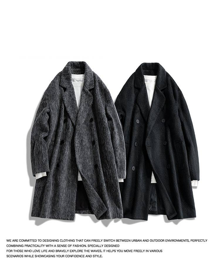 Men's Slim Fit Long Coat With Hood - Casual Solid Color Trench Coat For Spring & Autumn - Lightweight Polyester Blend Jacket For Urban Commute_voghion.com