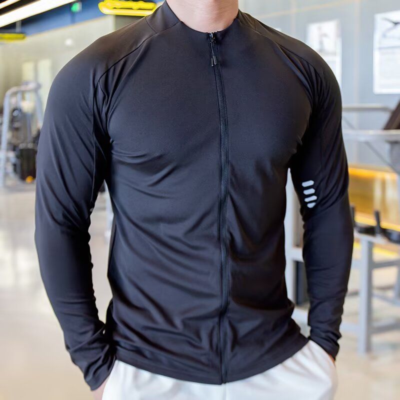 Men's Running Sports Fitness Jacket, Cycling Long Sleeve Quick-drying Tights Running Training Suit_voghion.com