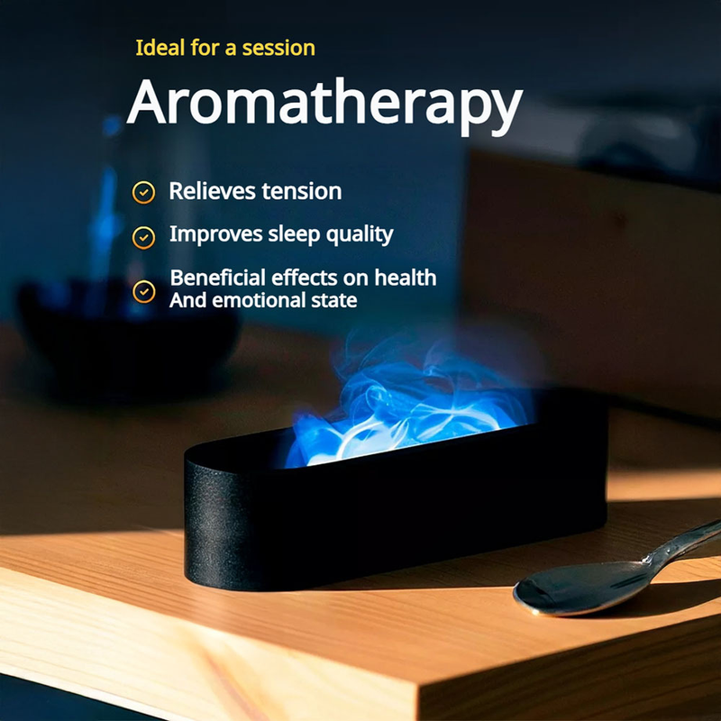 3D Flame Humidifier With Color Changing Lights, 150ml USB Air Humidifier For Bedroom, Office, 3 Speeds, Auto Shut-Off_voghion.com