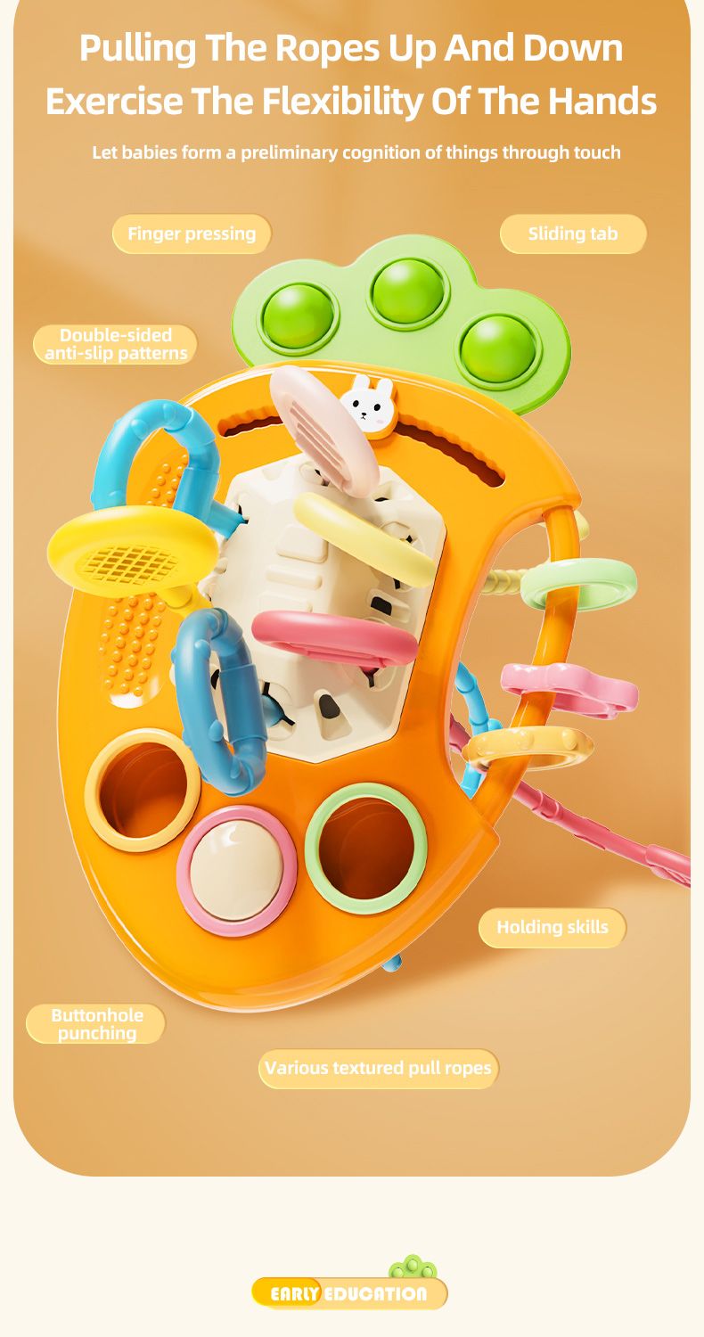 Baby Silicone Pull String Toys Radish Carrot Finger Training Toys Baby Early Education Enlightenment Interactive Game Radish Toy_voghion.com