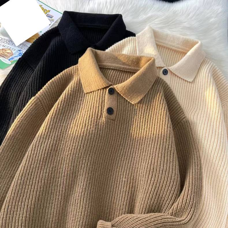 Oversized Shawl Collar Sweater – Unisex Chunky Knit Pullover With Dropped Shoulder (M-3XL, Winter Cotton-Blend, Minimalist Streetwear Top)_voghion.com