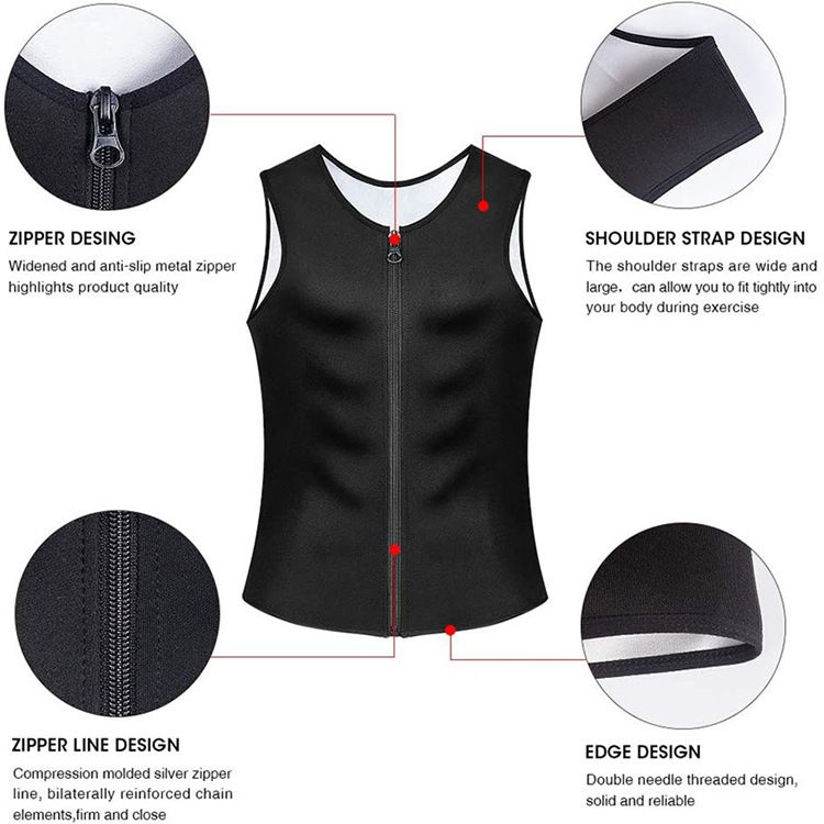 Sporta apģērbs Vīriešu treniņtērps ar rāvējslēdzēja korseti Sporta veste Fitnesa sviedru nomācoša vēdera veidošana Vidukļa forma_voghion.com