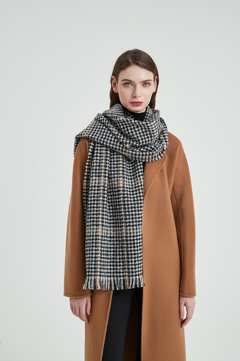 Damenschals Retro-Schal mit kleinem Muster für Damen, Winterversion, modischer Schal, warmer Schal_voghion.com