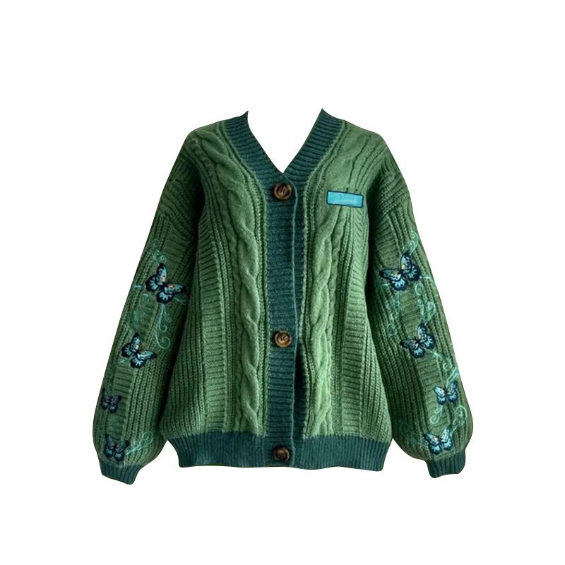Vêtements pour femmes automne et hiver nouveaux pulls tricotés cardigans brodés tempérament rajeunissant pulls décontractés amples_voghion.com