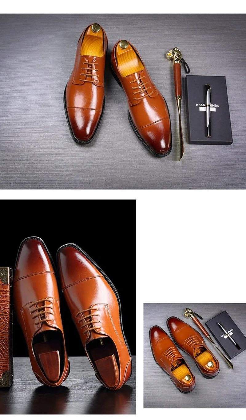Herren Klassische Retro Derby Schuhe Herren Business Kleid Büro Lederschuh Flats Männer Mode Hochzeit Party Oxfords EU Größe_voghion.com