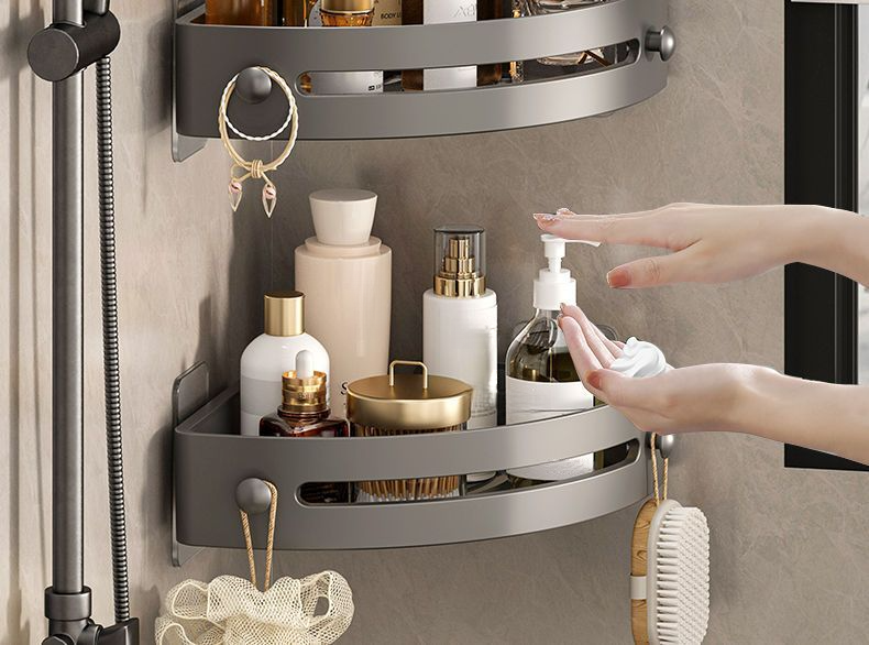 SOWE - Estante de almacenamiento de pared triangular de plástico sin taladro para lavabo comercial, organizador de baño y cocina_voghion.com