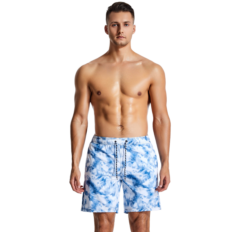 Summer Men's Double layered 2-in-1 Beach Large Running Mesh Sports Quarter Pants Quick drying and Waterproof_voghion.com