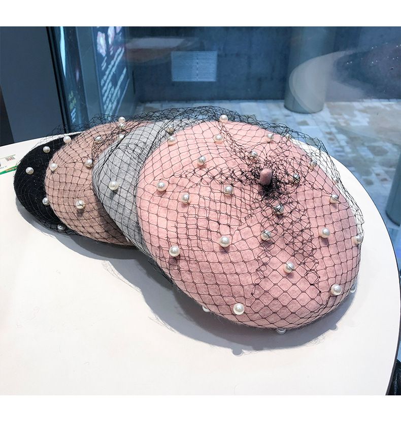 Heißer Verkauf Chic Wollmischung Vintage London mit Schleier Mesh Show Doppelschicht Damen Baskenmütze Beanies Caps Gorro für Ladys Bankett_voghion.com