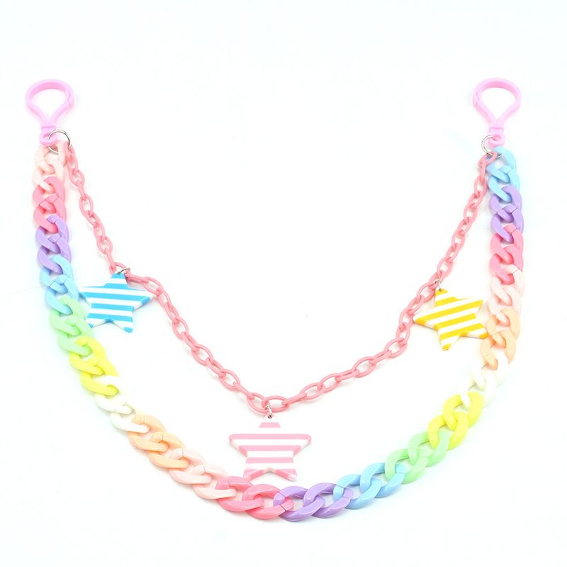 Jewelry Candy Color Double-layer Pants Waist Jeans Five Pointed Star Pendant Decorative Hanging Chain_voghion.com