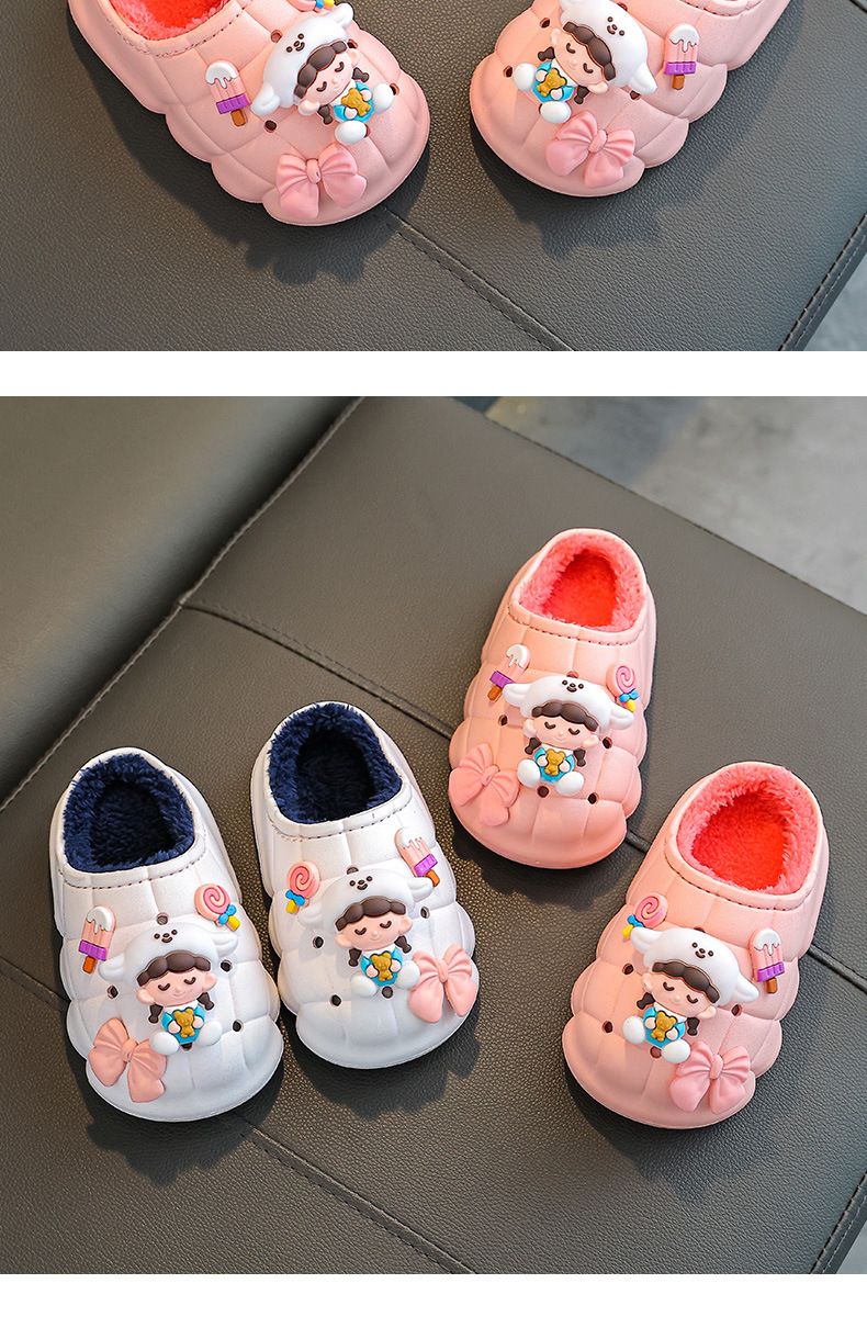 Pantofole per bambini foderate in pile per mamma e bambini - Pantofole invernali antiscivolo per bambini piccoli e ragazzi (da 1 a 11 anni) - Impermeabili e calde per interni ed esterni_voghion.com