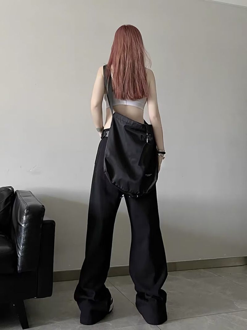 Asciugamani alla moda ricamati con cerniera larga pantaloni lunghi a gamba dritta jeans hip-hop americani da strada_voghion.com