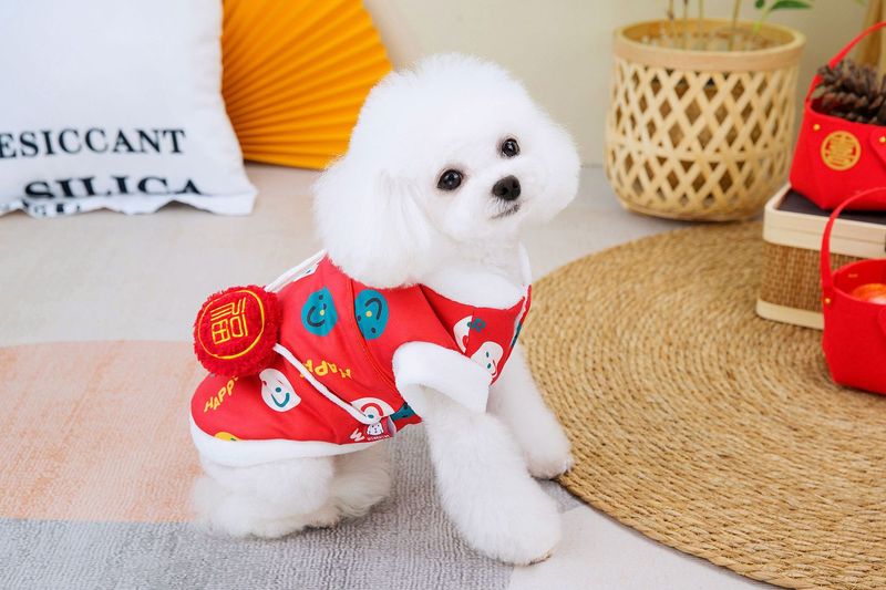I produttori forniscono vestiti per cani con faccina sorridente per capodanno, vestiti per cuccioli, Teddy Corgi, vestiti in pile polare per animali domestici_voghion.com