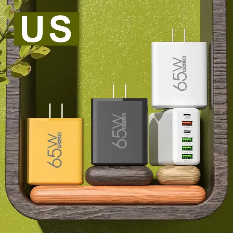 Multiple Ports 6 Block 4 USB And 2 Type-C 65W Port Charging Adapter Wall Charger Plug Fast_voghion.com