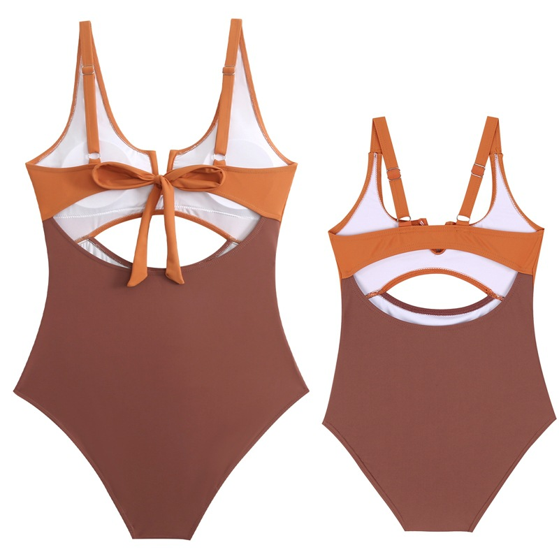 Maillot de bain familial maillot de bain nylon match couleur maillot de bain familial Huludao ins vent maillot de bain une pièce_voghion.com