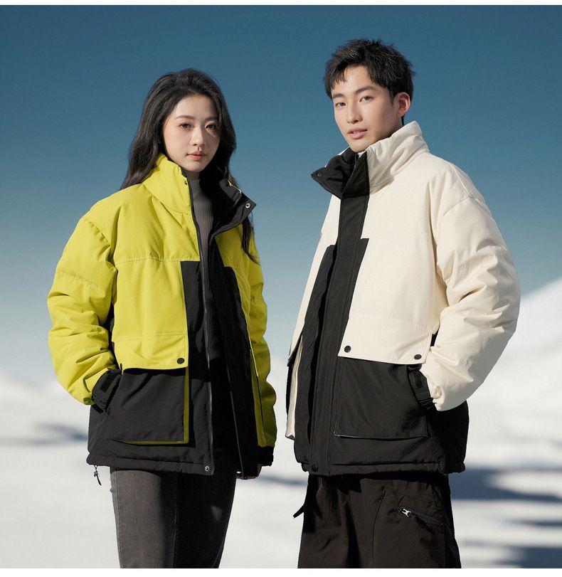 Unisex fashion trend, fashionable color matching, versatile white duck down jacket, youth casual warm jacket men_voghion.com