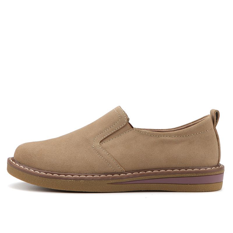Damenschuhe Große Größe Wildleder Outdoor Slip On Gestreifte Sohle Lässige Damenschuhe_voghion.com