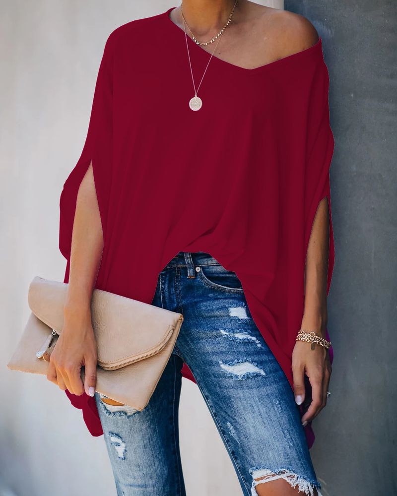 Abbigliamento Donna Home T-shirt Top multicolore con scollo a V in stile festivo_voghion.com