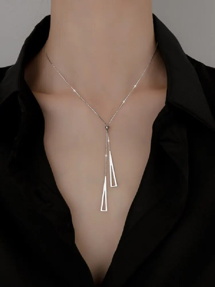 Collar con cadena y borlas estilo jersey de moda para uso diario_voghion.com