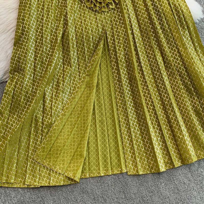 Ensemble élégant pour femme, haut sans manches à col en V et jupe fendue taille haute_voghion.com