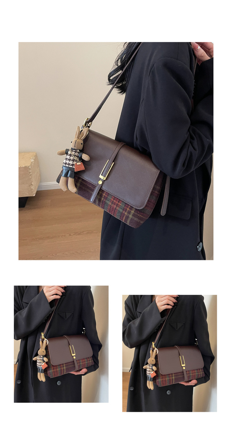Årets populære lille veske for kvinner høst og vinter allsidig 2023 ny retro én-skulder crossbody-veske for kvinner teksturert liten firkantet veske_voghion.com