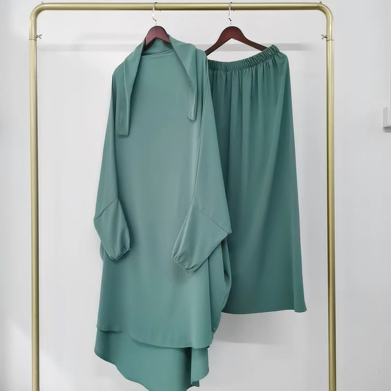 Damen-Anzug aus dem Nahen Osten, einfarbig, zweiteiliger Anzug mit Seitentaschen und Kapuze_voghion.com