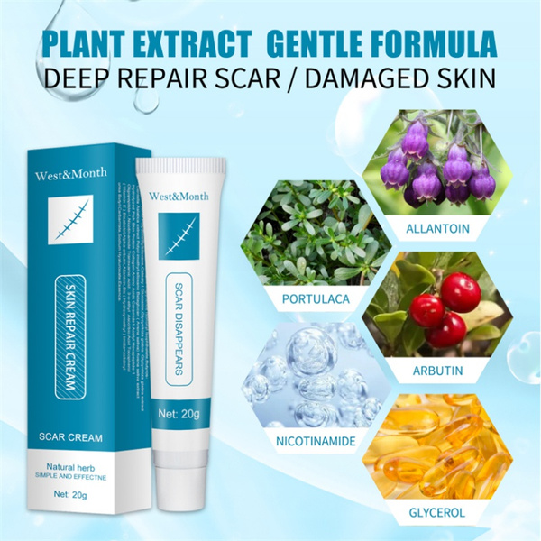 QLZHANFU 20g cicatrice vergetures dissolvant crème réparation de la peau crème pour le visage taches d'acné traitement de l'acné crème blanchissante soins de la peau_voghion.com