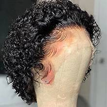 Braziliaanse Krullend Korte Pruiken Korte Pixie Cut Krullend Pruiken Voor Vrouwen 13*4*1 Kort Krullend Menselijk Haar pruiken 180% Dichtheid_voghion.com