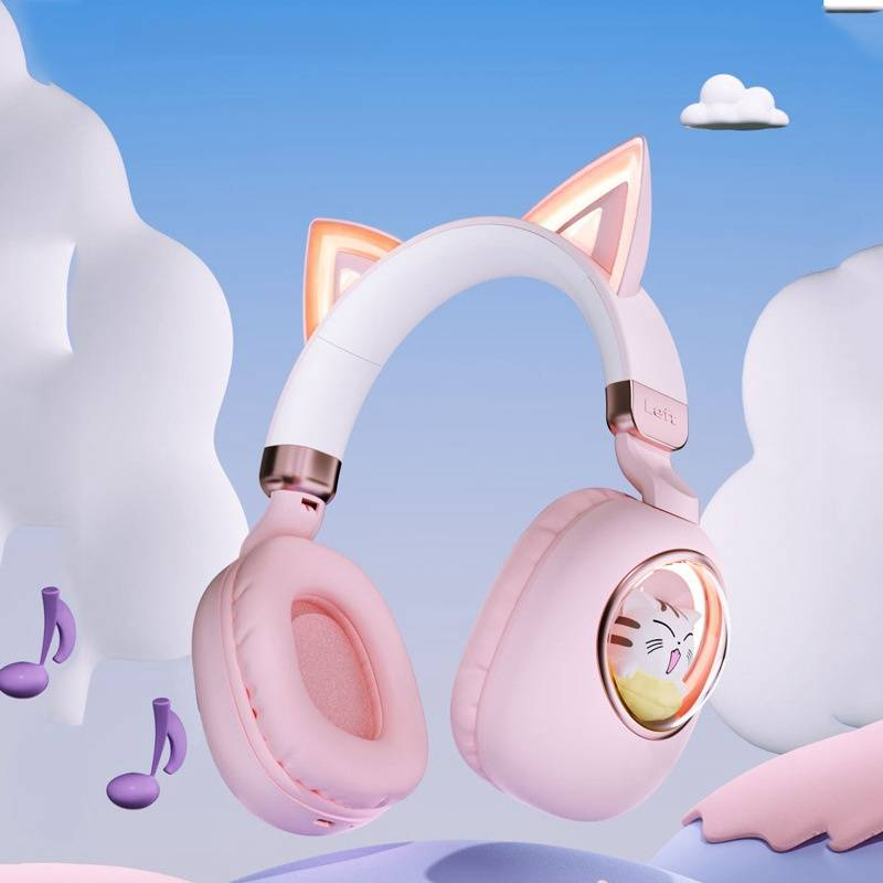 Novo fone de ouvido bluetooth com faixa de cabeça fofa, fone de ouvido bluetooth luminoso para jogos, aprendizado, jogos, crianças, sem fio, presente_voghion.com