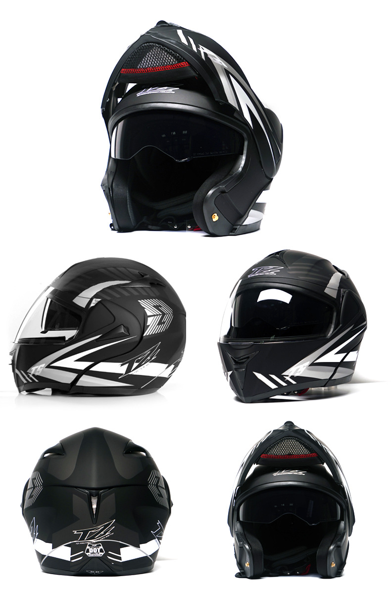 Casco con visera de doble lente DOT para vehículo eléctrico_voghion.com
